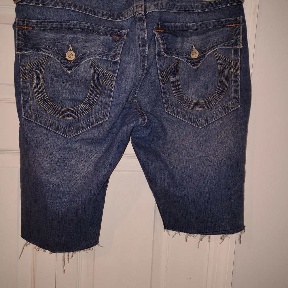 True Religion Distressed Blue Jean Shorts Vintage